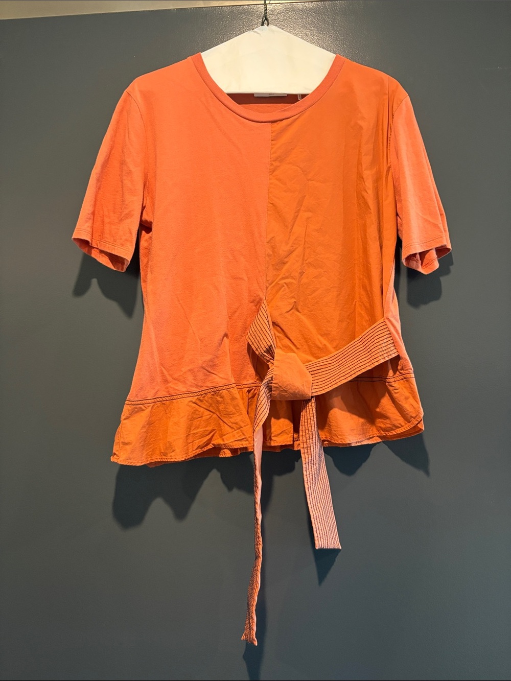 Sandro Orange Short Sleeve Tie-Waist Top